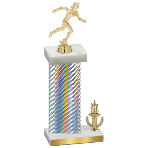 Accented Single Silver Carbon Fiber Victory Running Trophy