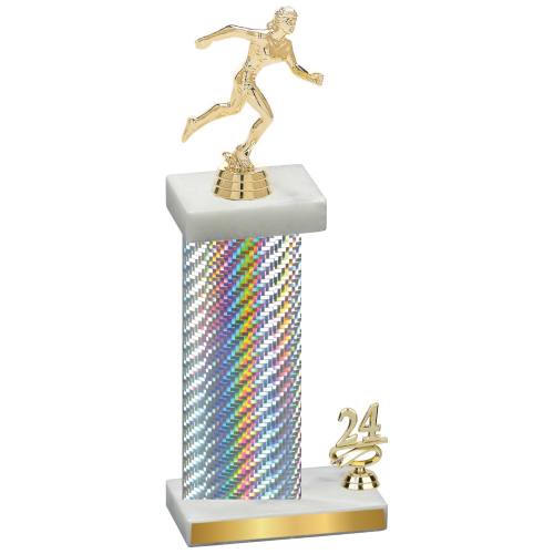 Accented Single Silver Carbon Fiber Year Running Trophy