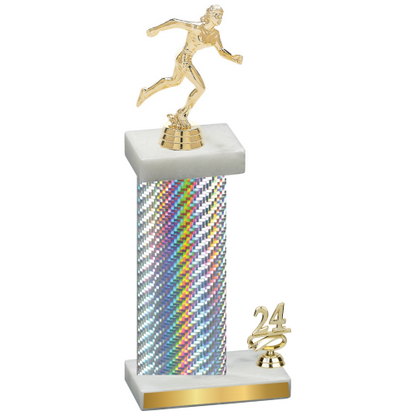 Accented Single Silver Carbon Fiber Year Running Trophy