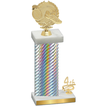 Accented Single Silver Carbon Fiber Fourth Place Running Trophy