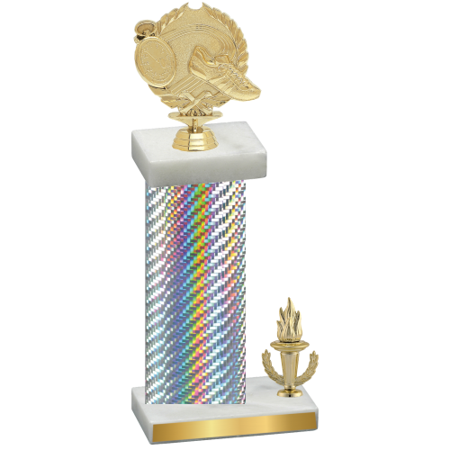 Accented Single Silver Carbon Fiber Victory Running Trophy