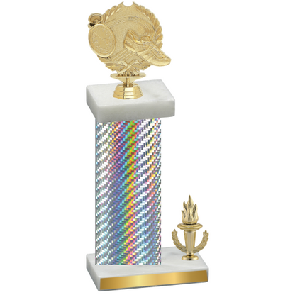 Accented Single Silver Carbon Fiber Victory Running Trophy