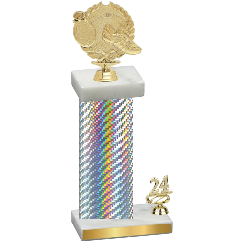 Accented Single Silver Carbon Fiber Year Running Trophy