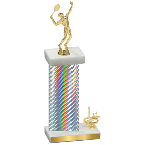 Accented Single Silver Carbon Fiber First Place Tennis Trophy