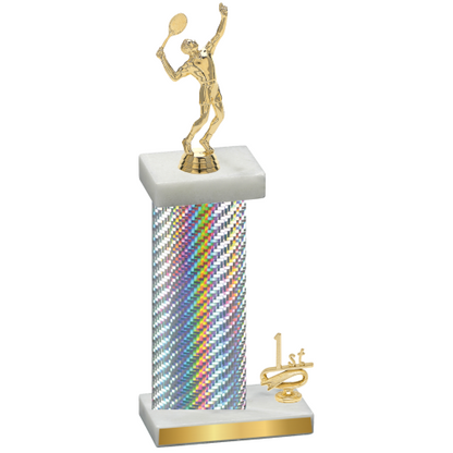 Accented Single Silver Carbon Fiber First Place Tennis Trophy