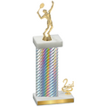 Accented Single Silver Carbon Fiber Second Place Tennis Trophy