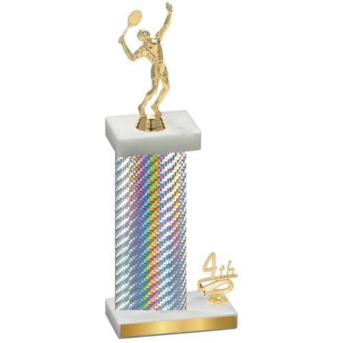 Accented Single Silver Carbon Fiber Fourth Place Tennis Trophy