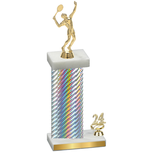 Accented Single Silver Carbon Fiber Year Tennis Trophy