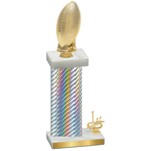 Accented Single Silver Carbon Fiber First Place Football Trophy