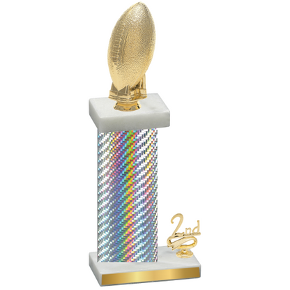 Accented Single Silver Carbon Fiber Second Place Football Trophy