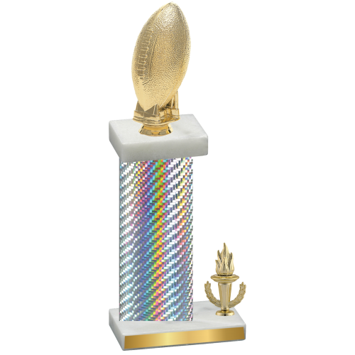 Accented Single Silver Carbon Fiber Victory Football Trophy