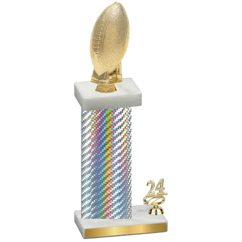 Accented Single Silver Carbon Fiber Year Football Trophy