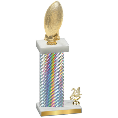 Accented Single Silver Carbon Fiber Year Football Trophy