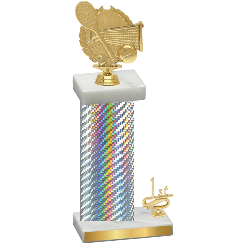 Accented Single Silver Carbon Fiber First Place Tennis Trophy