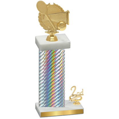 Accented Single Silver Carbon Fiber Second Place Tennis Trophy