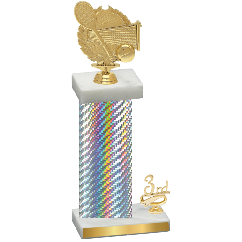 Accented Single Silver Carbon Fiber Third Place Tennis Trophy