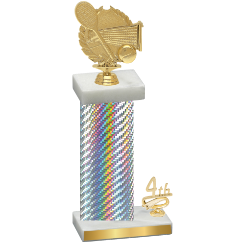 Accented Single Silver Carbon Fiber Fourth Place Tennis Trophy