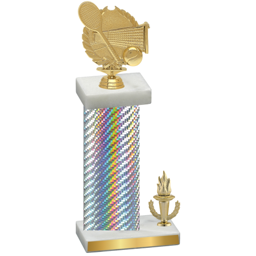 Accented Single Silver Carbon Fiber Victory Tennis Trophy