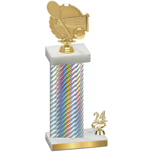 Accented Single Silver Carbon Fiber Year Tennis Trophy