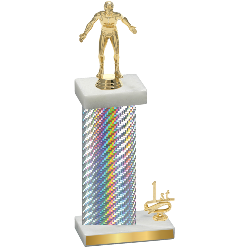 Accented Single Silver Carbon Fiber First Place Wrestling Trophy