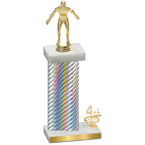 Accented Single Silver Carbon Fiber Fourth Place Wrestling Trophy