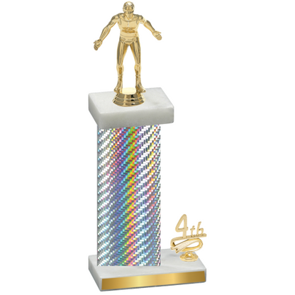 Accented Single Silver Carbon Fiber Fourth Place Wrestling Trophy