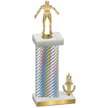 Accented Single Silver Carbon Fiber Victory Wrestling Trophy