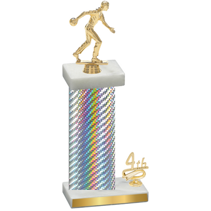 Accented Single Silver Carbon Fiber Fourth Place Bowling Trophy