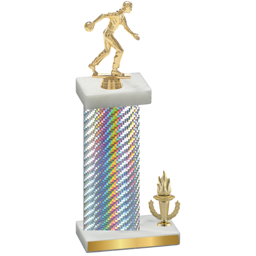 Accented Single Silver Carbon Fiber Victory Bowling Trophy