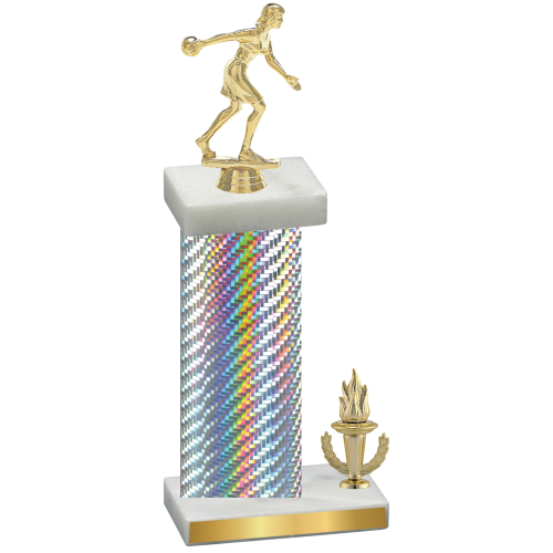 Accented Single Silver Carbon Fiber Victory Bowling Trophy