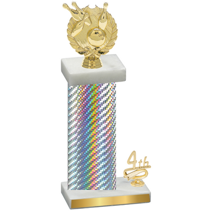 Accented Single Silver Carbon Fiber Fourth Place Bowling Trophy