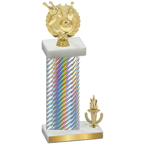 Accented Single Silver Carbon Fiber Victory Bowling Trophy