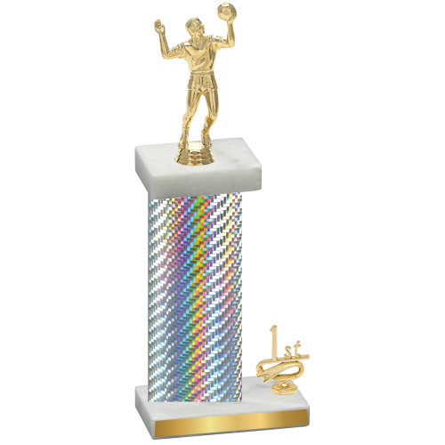 Accented Single Silver Carbon Fiber First Place Volleyball Trophy