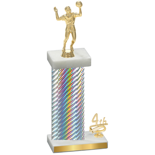 Accented Single Silver Carbon Fiber Fourth Place Volleyball Trophy