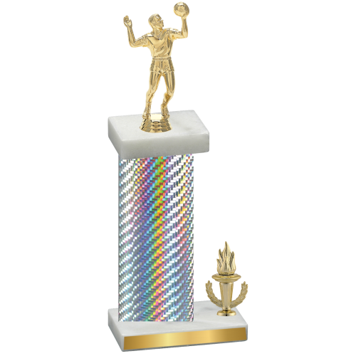 Accented Single Silver Carbon Fiber Victory Volleyball Trophy