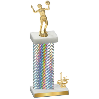 Accented Single Silver Carbon Fiber First Place Volleyball Trophy