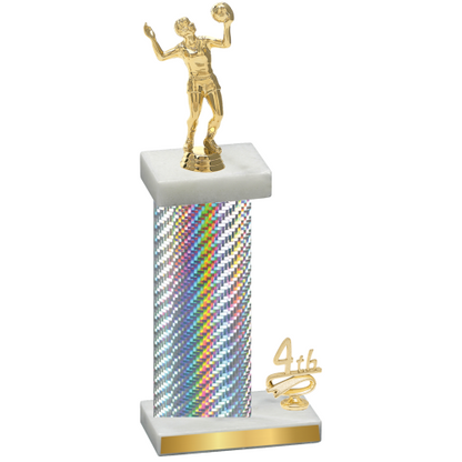 Accented Single Silver Carbon Fiber Fourth Place Volleyball Trophy