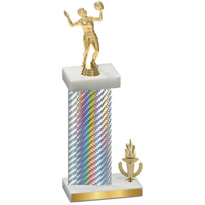 Accented Single Silver Carbon Fiber Victory Volleyball Trophy