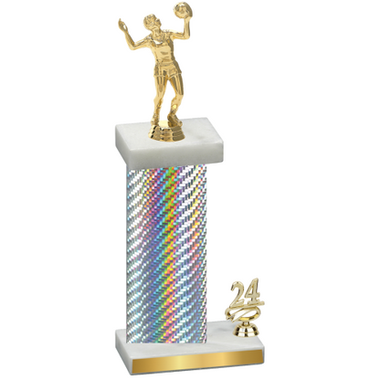 Accented Single Silver Carbon Fiber Year Volleyball Trophy