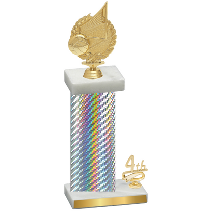 Accented Single Silver Carbon Fiber Fourth Place Volleyball Trophy