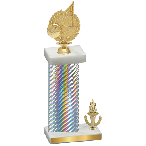 Accented Single Silver Carbon Fiber Victory Volleyball Trophy