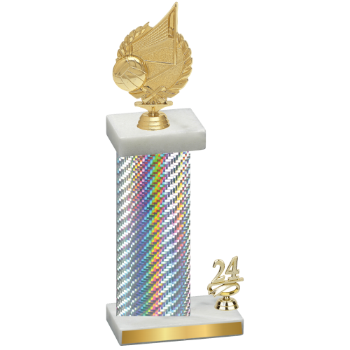 Accented Single Silver Carbon Fiber Year Volleyball Trophy