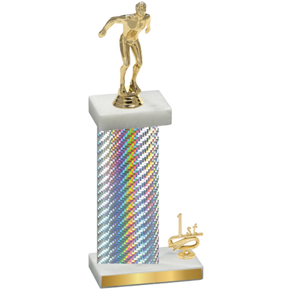 Accented Single Silver Carbon Fiber First Place Swimming Trophy