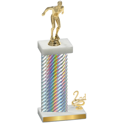 Accented Single Silver Carbon Fiber Second Place Swimming Trophy