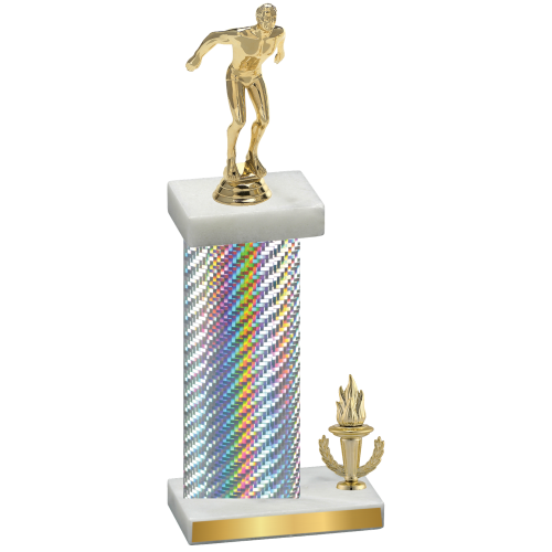 Accented Single Silver Carbon Fiber Victory Swimming Trophy
