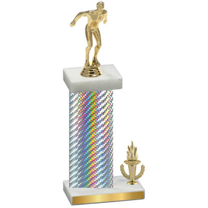 Accented Single Silver Carbon Fiber Victory Swimming Trophy