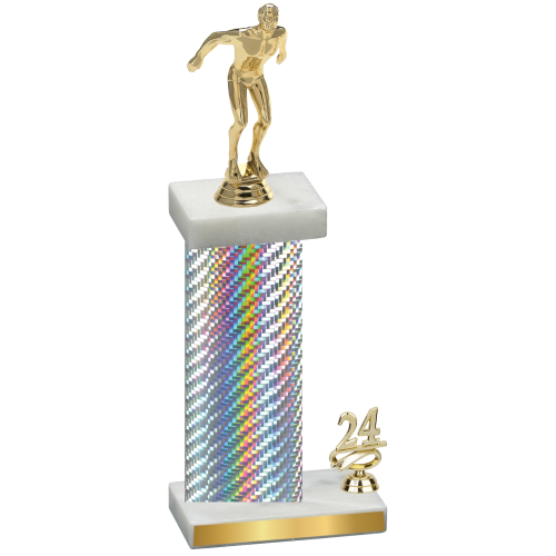 Accented Single Silver Carbon Fiber Year Swimming Trophy