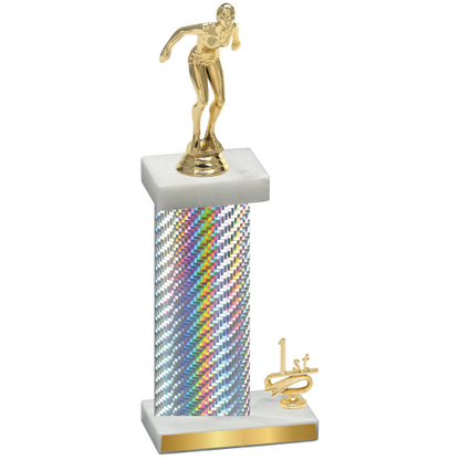 Accented Single Silver Carbon Fiber First Place Tennis Trophy