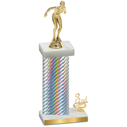 Accented Single Silver Carbon Fiber Third Place Tennis Trophy