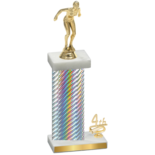 Accented Single Silver Carbon Fiber Fourth Place Tennis Trophy